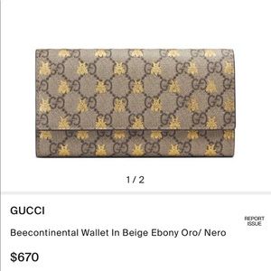 GUCCI Beecontinental Wallet In Beige Ebony Oro